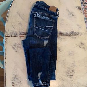 AEO Hi-Rise Super Super Stretch Jeggings Dark Blue